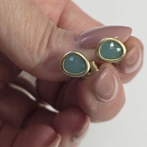 Aqua Chalcedony Tear Drop Stud Earrings